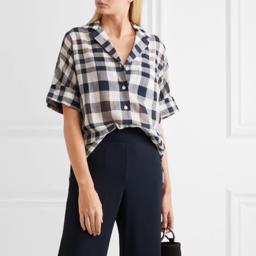 Theory Cotton Plaid Shirt